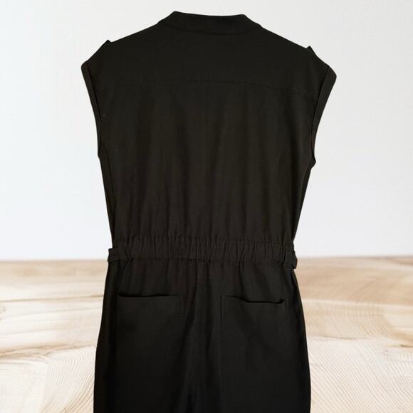 Anthropologie Halsey Black Utility Jumpsuit Sz M Sexy Badass Style Cap Sleeves - Picture 6 of 13